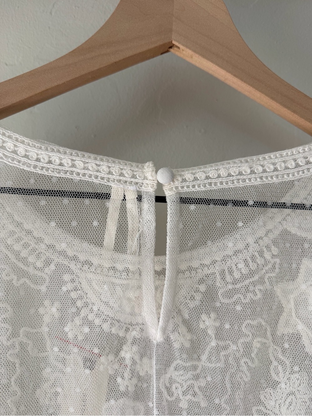 Anthropologie White Sheer Embroidered Long-Sleeve Blouse - Picture 6 of 6